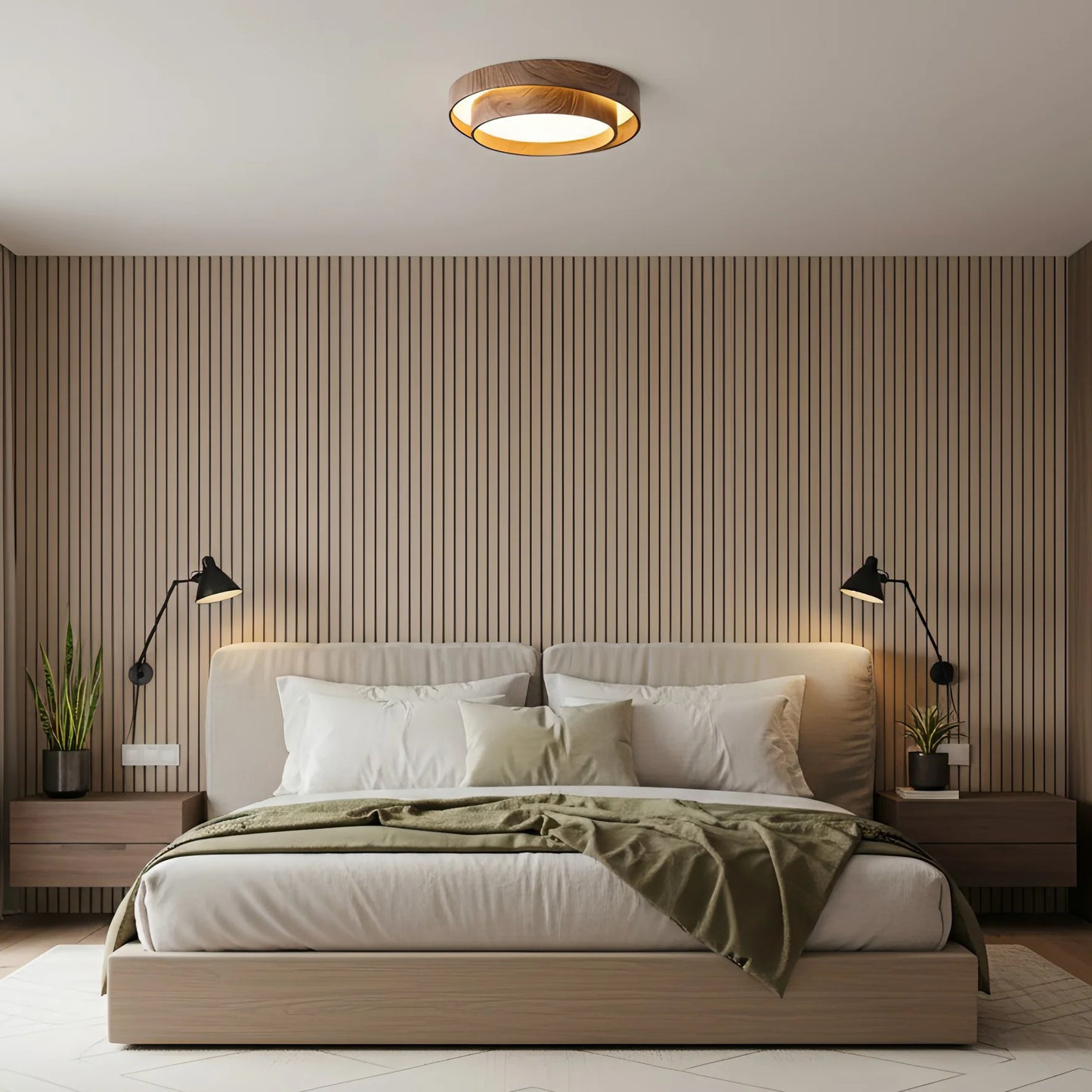 Ceiling Light Walnut Finish in Modern Style | Vaakori