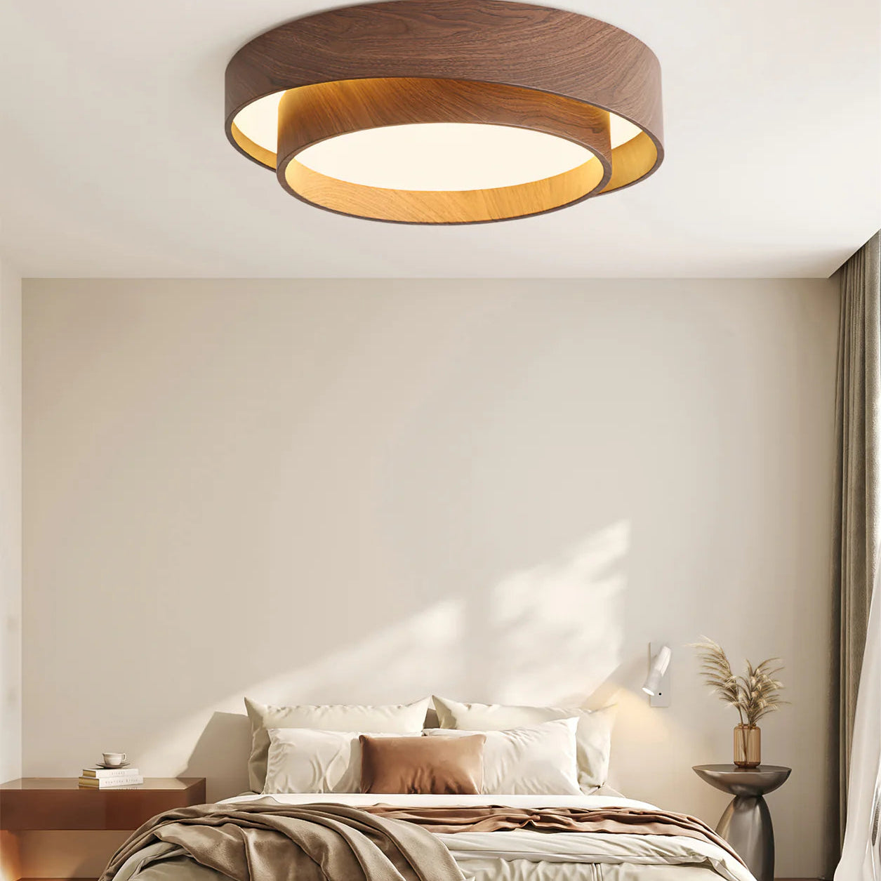 Ceiling Light Walnut Finish in Modern Style | Vaakori