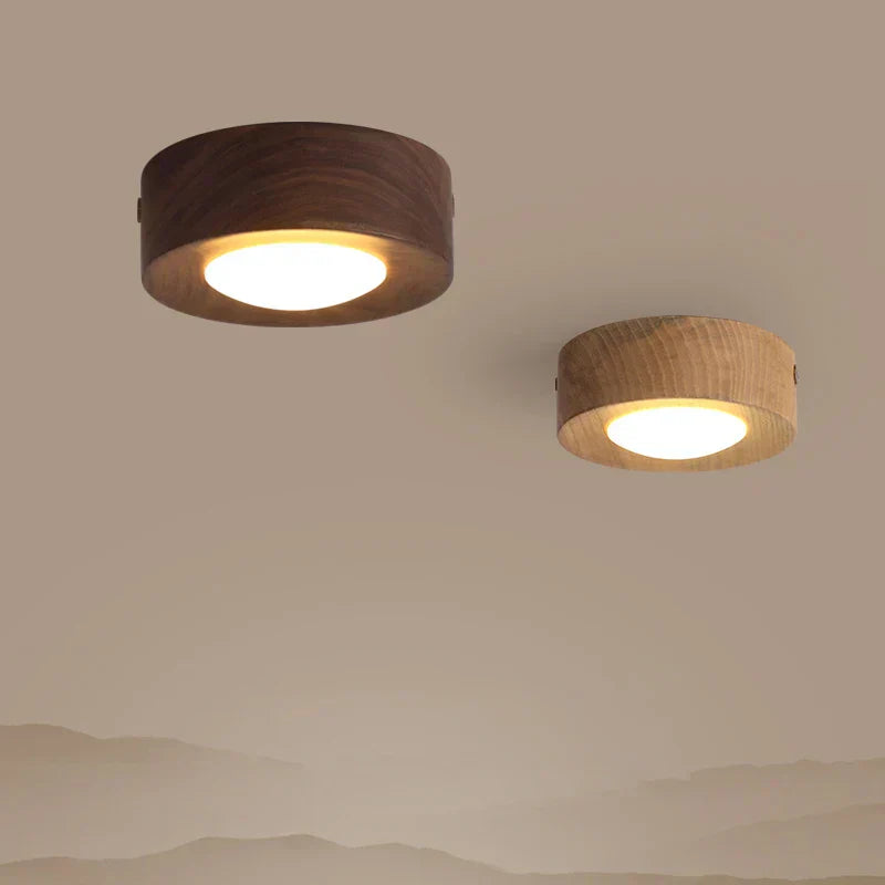 Ceiling Light Walnut Wood with LED Spotlight | Miloro