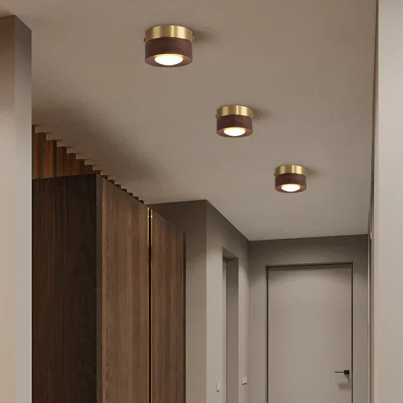 Ceiling Light Walnut Wood with LED Spotlight | Miloro