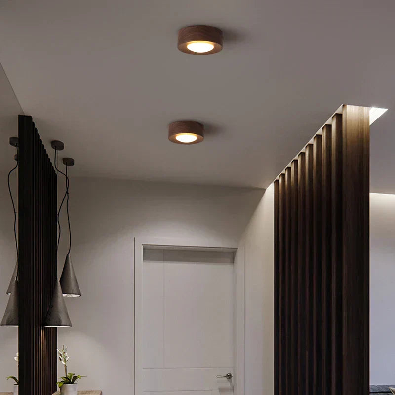 Ceiling Light Walnut Wood with LED Spotlight | Miloro