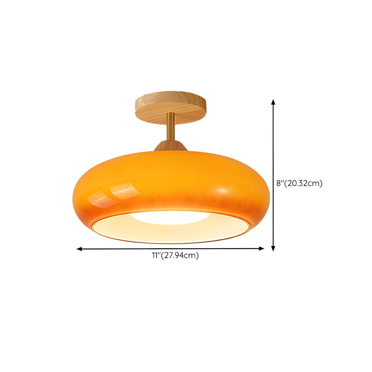 Ceiling Light Wood Glass Drum Vintage Style | Alvora