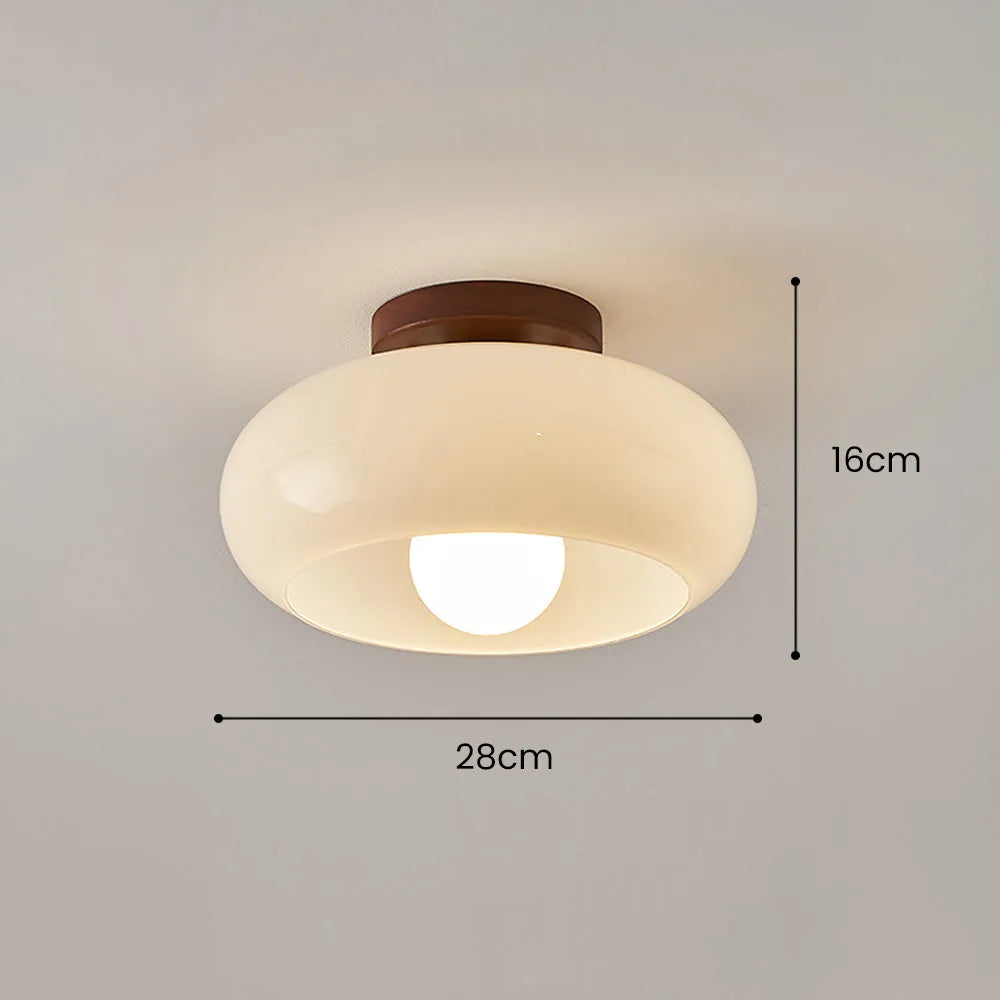 Ceiling Light Wood Glass in Vintage Style | Feranti