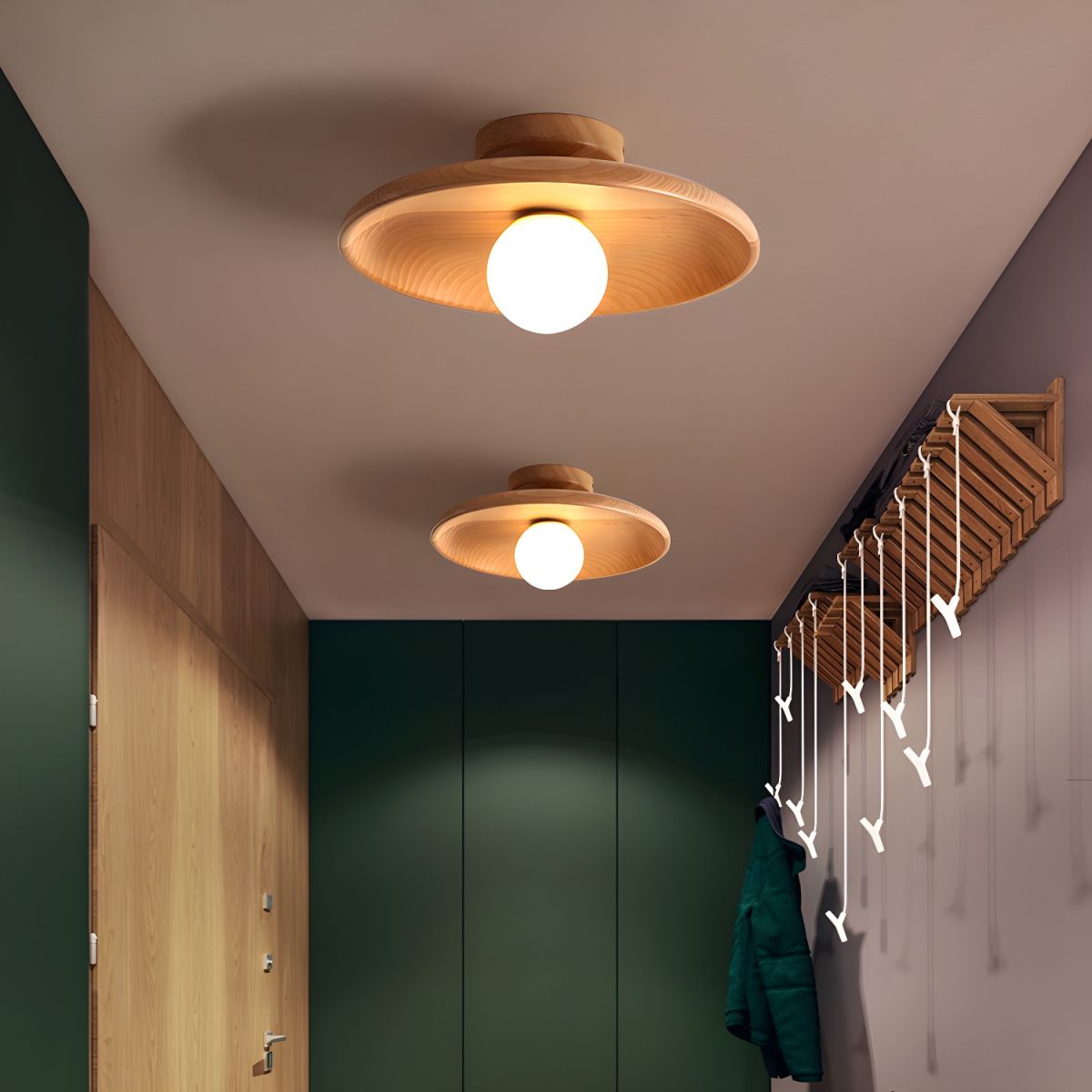 Ceiling Light Wooden Globe Flush Mount Nordic Style | Norval