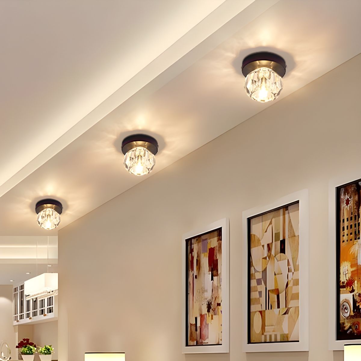 Ceiling Light with Crystal Globe Modern Flush Mount | Avolair