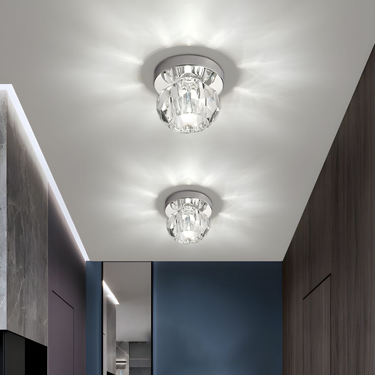 Ceiling Light with Crystal Globe Modern Flush Mount | Avolair