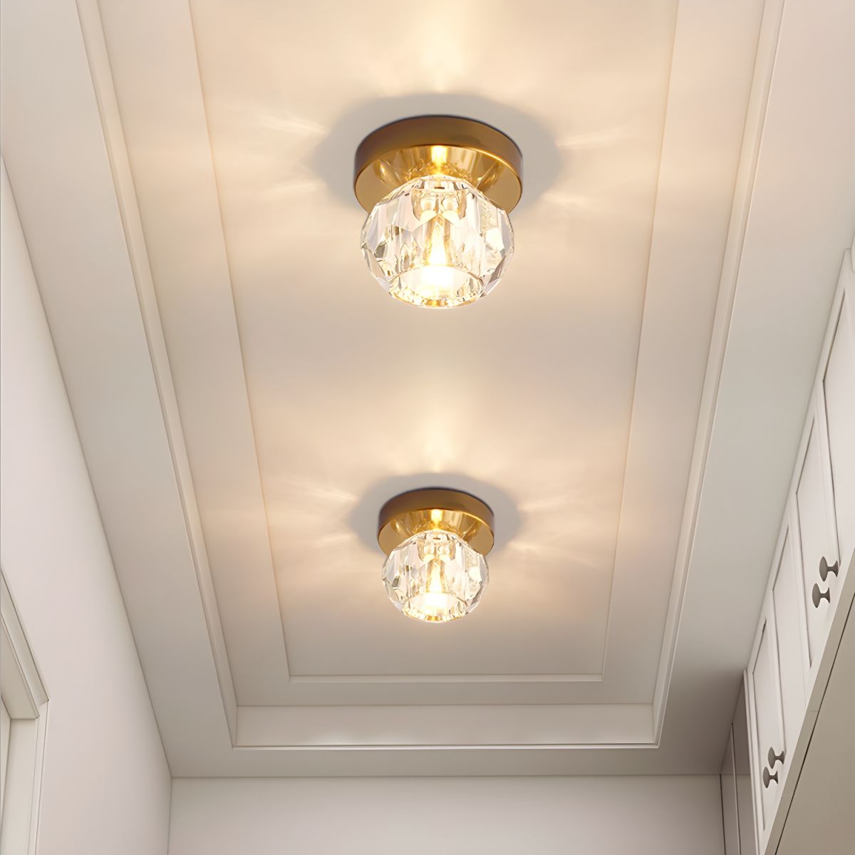 Ceiling Light with Crystal Globe Modern Flush Mount | Avolair