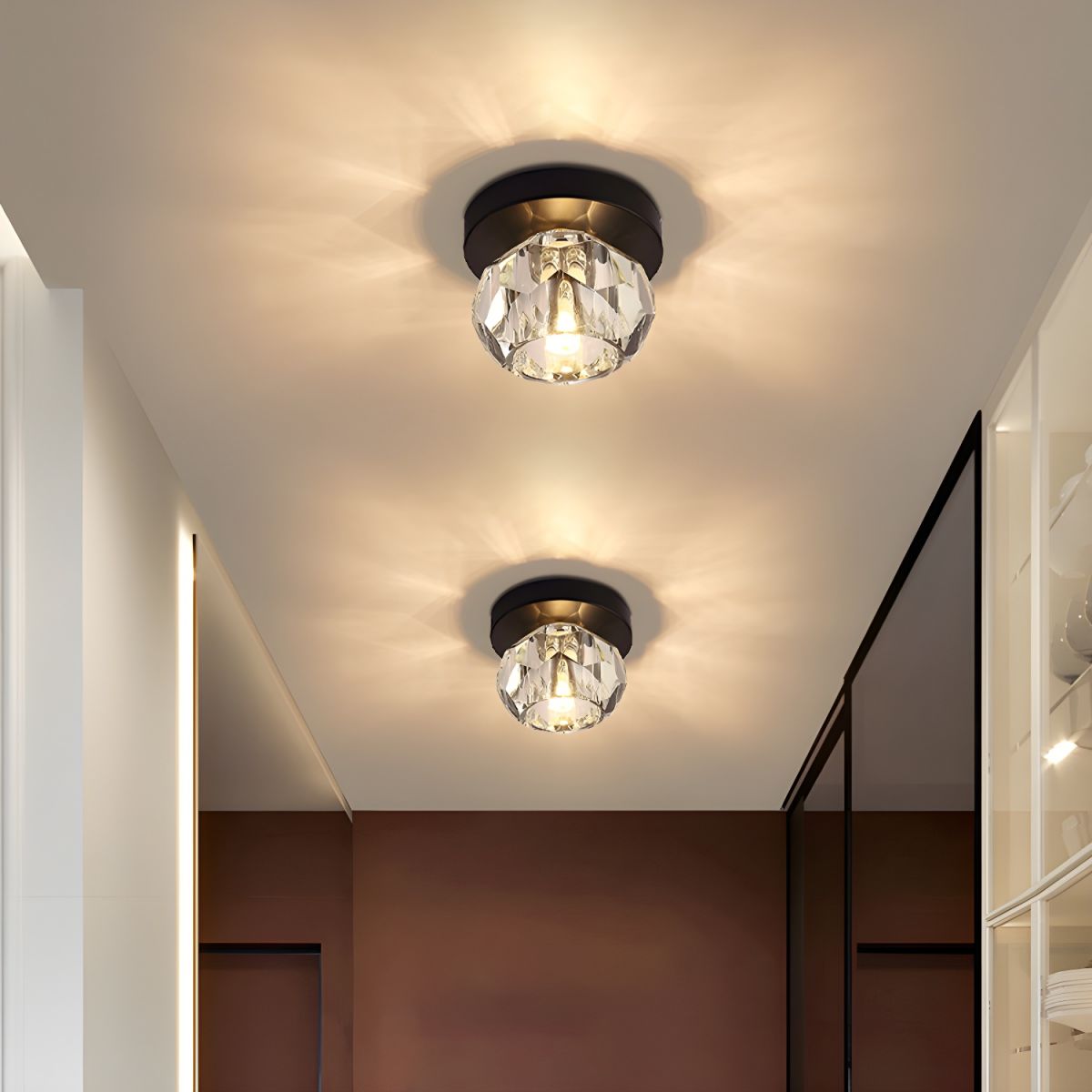 Ceiling Light with Crystal Globe Modern Flush Mount | Avolair