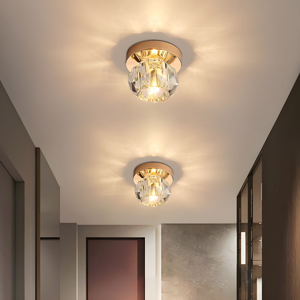 Ceiling Light with Crystal Globe Modern Flush Mount | Avolair