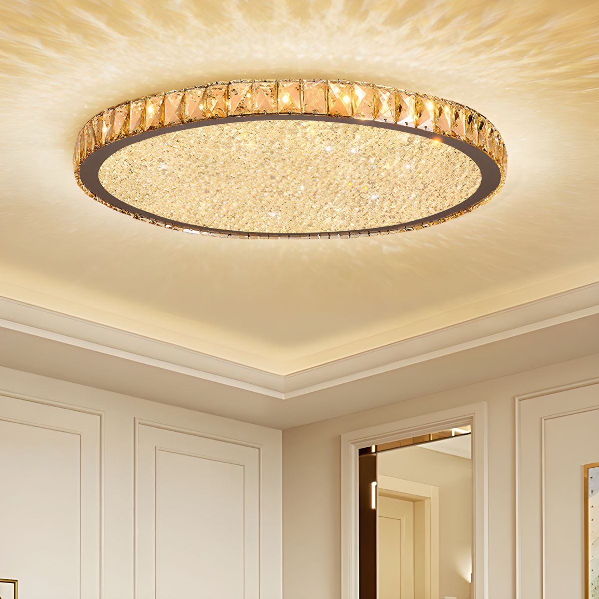 Ceiling Light with Crystal LED Modern Flush Mount | Crivona
