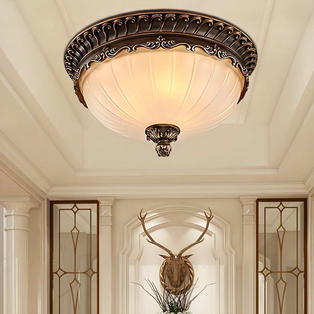 Ceiling Light with Frosted Glass Traditional Style | Bronira