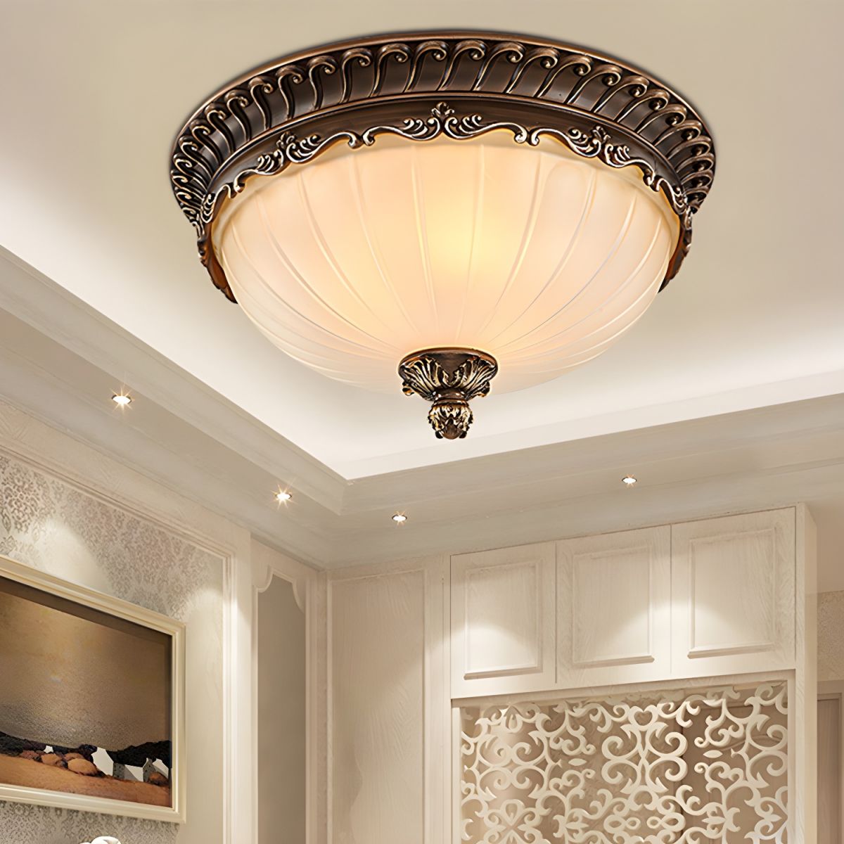 Ceiling Light with Frosted Glass Traditional Style | Bronira
