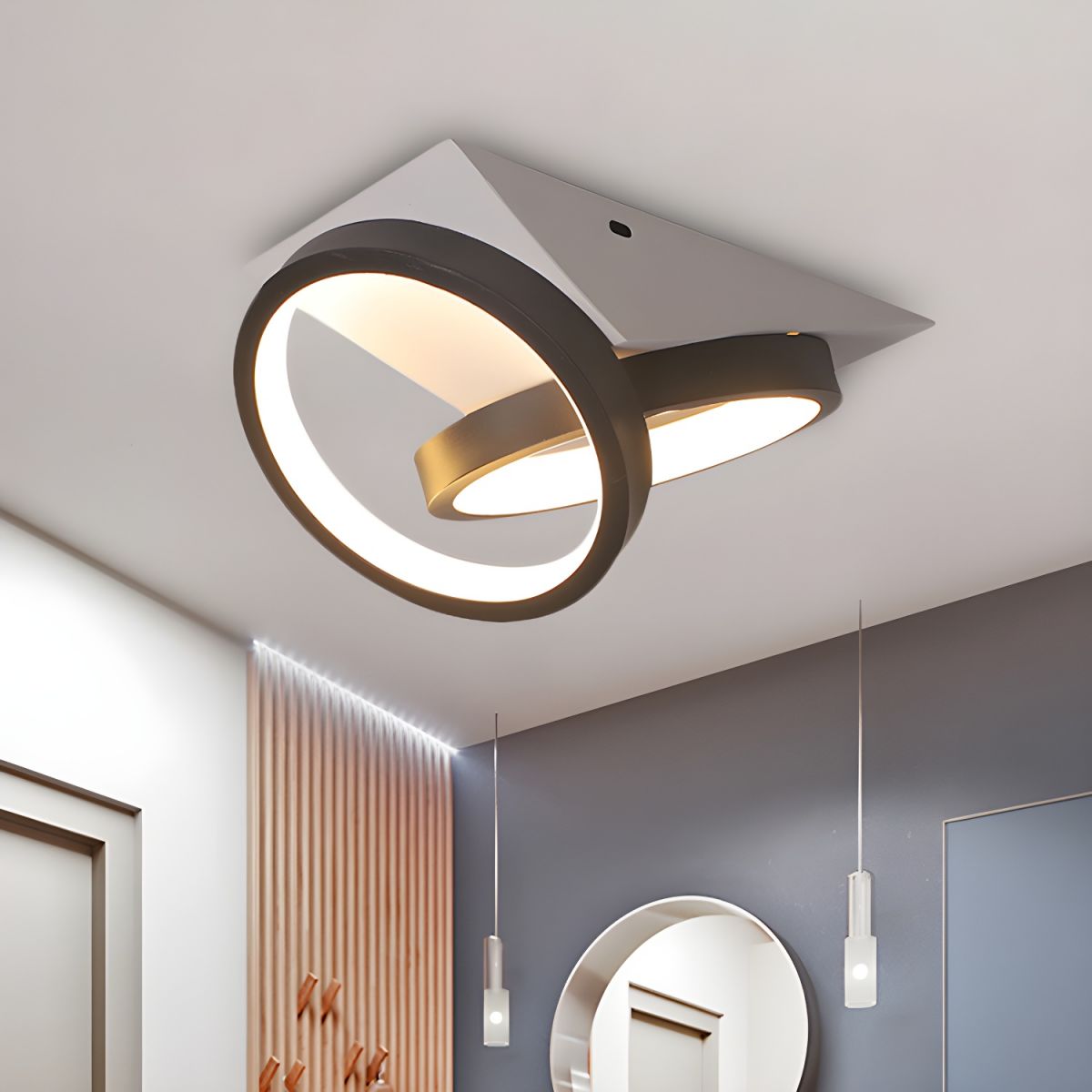 Ceiling Light with LED Acrylic Black Modern Flush | Trivona
