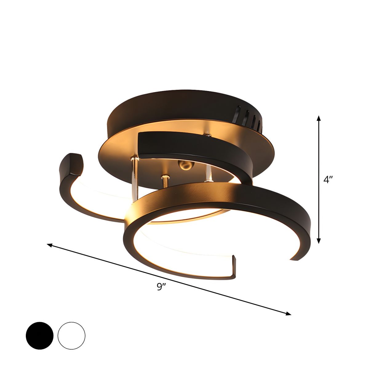 Ceiling Light with LED Moon Shape Modern Black White | Zeymir