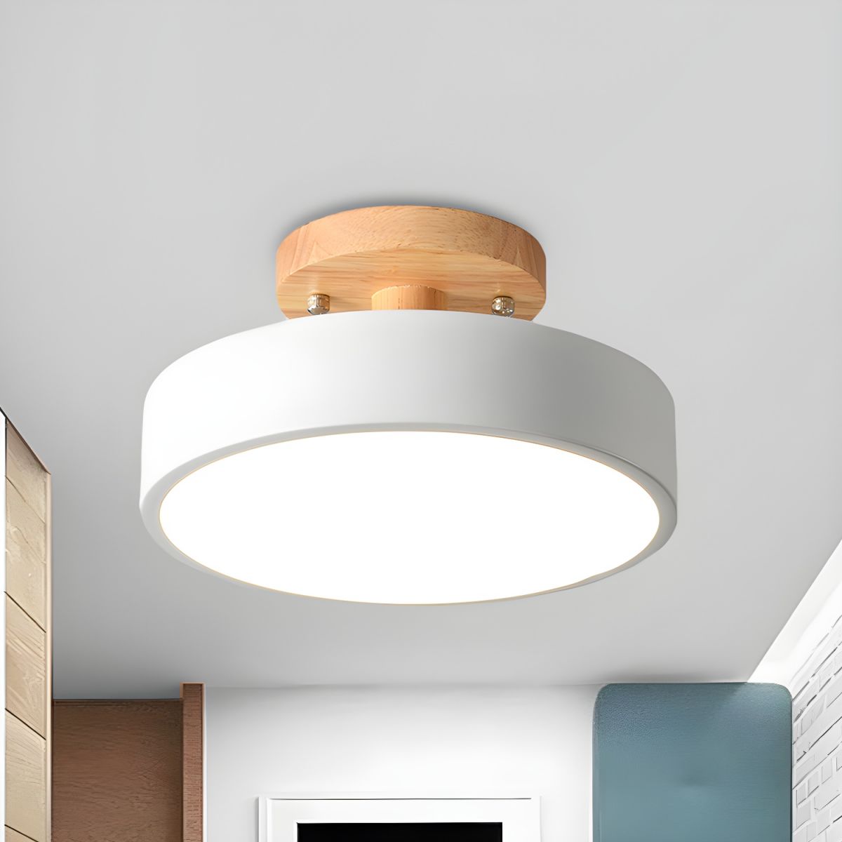 Ceiling Light with LED Nordic Style Wood Canopy | Norvyn