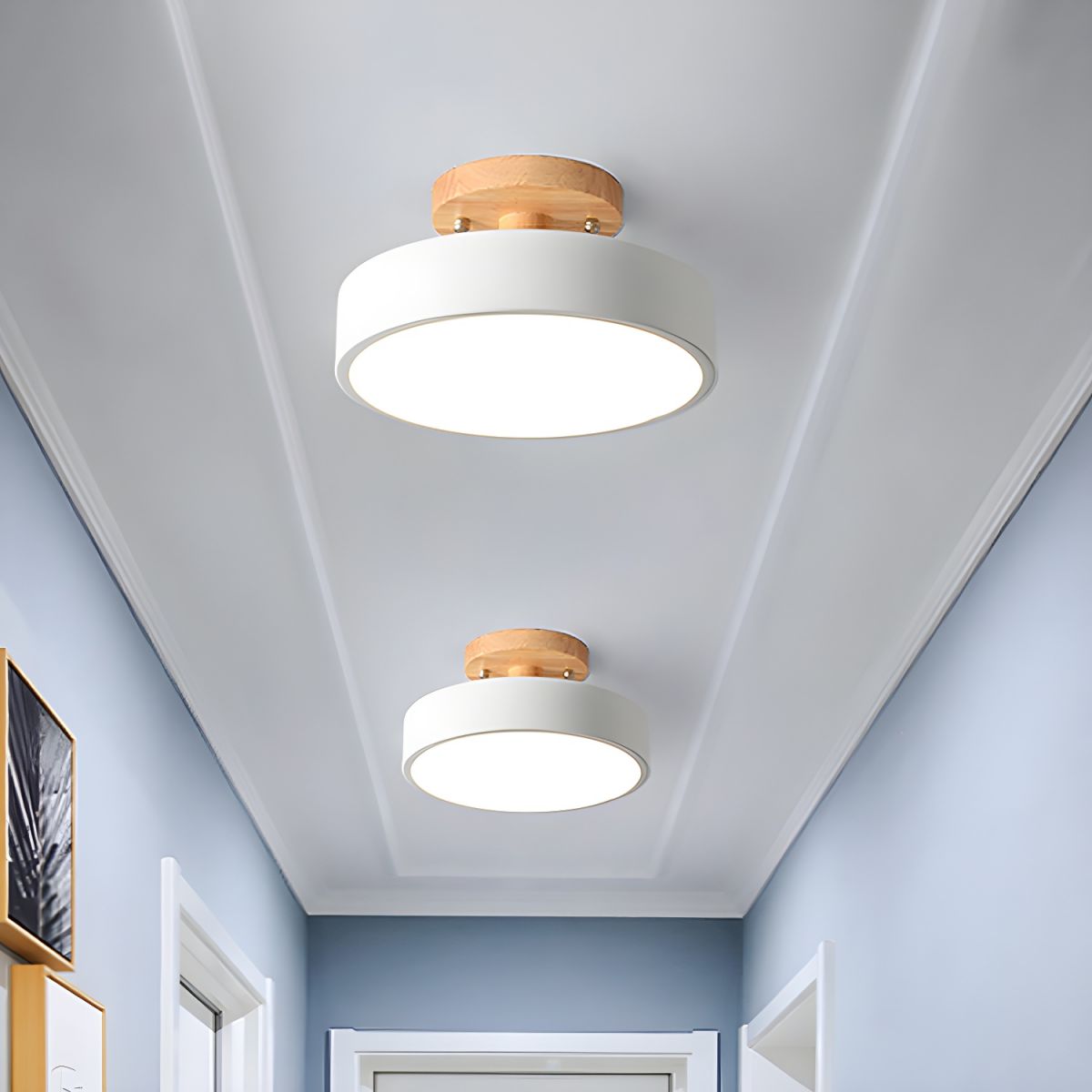 Ceiling Light with LED Nordic Style Wood Canopy | Norvyn