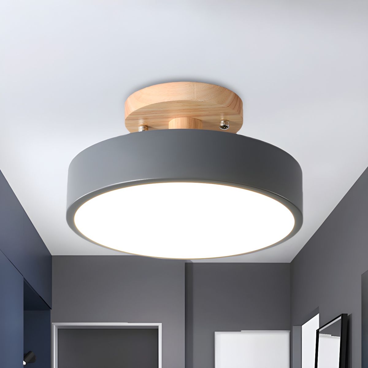 Ceiling Light with LED Nordic Style Wood Canopy | Norvyn