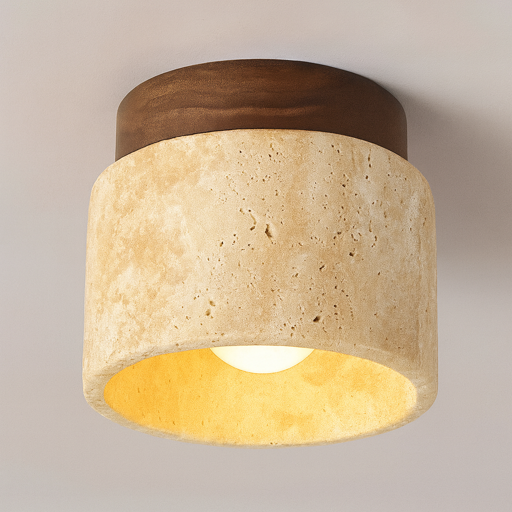 Ceiling Light with Marble Wood Japandi Design | Zuyori