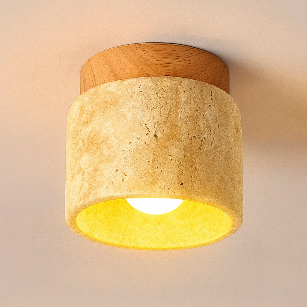 Ceiling Light with Marble Wood Japandi Design | Zuyori