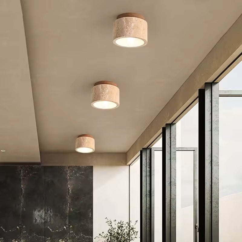 Ceiling Light with Marble Wood Japandi Design | Zuyori