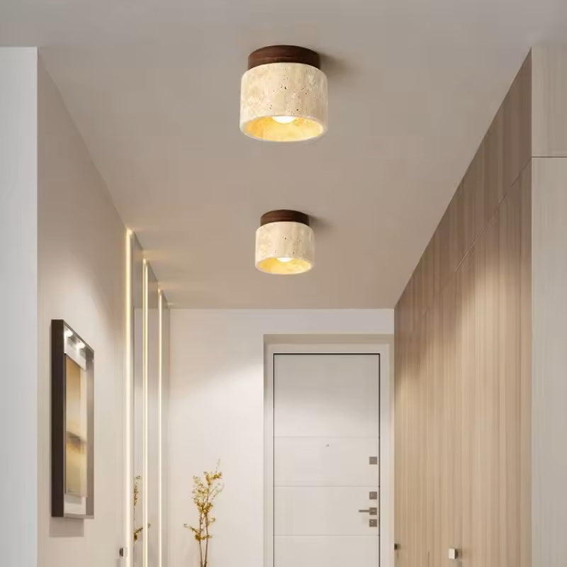 Ceiling Light with Marble Wood Japandi Design | Zuyori