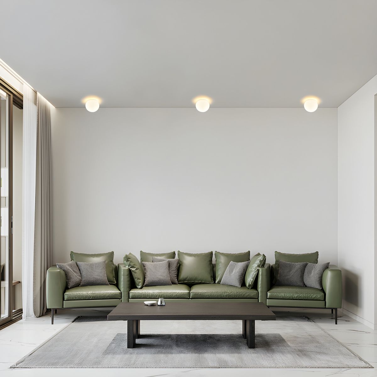 Ceiling Light with White Globe Modern Flush Mount | Lorven