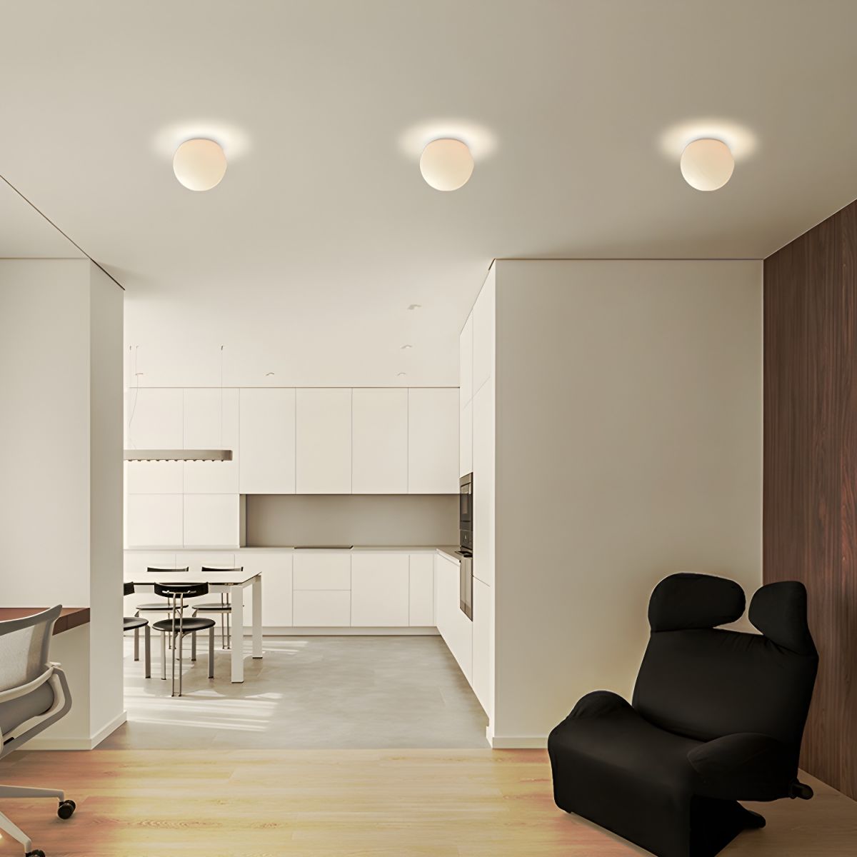 Ceiling Light with White Globe Modern Flush Mount | Lorven