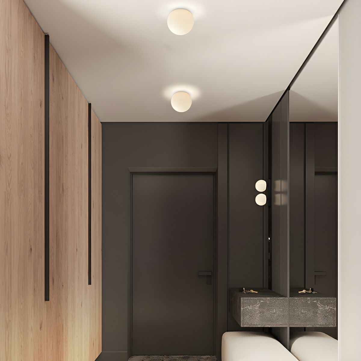 Ceiling Light with White Globe Modern Flush Mount | Lorven