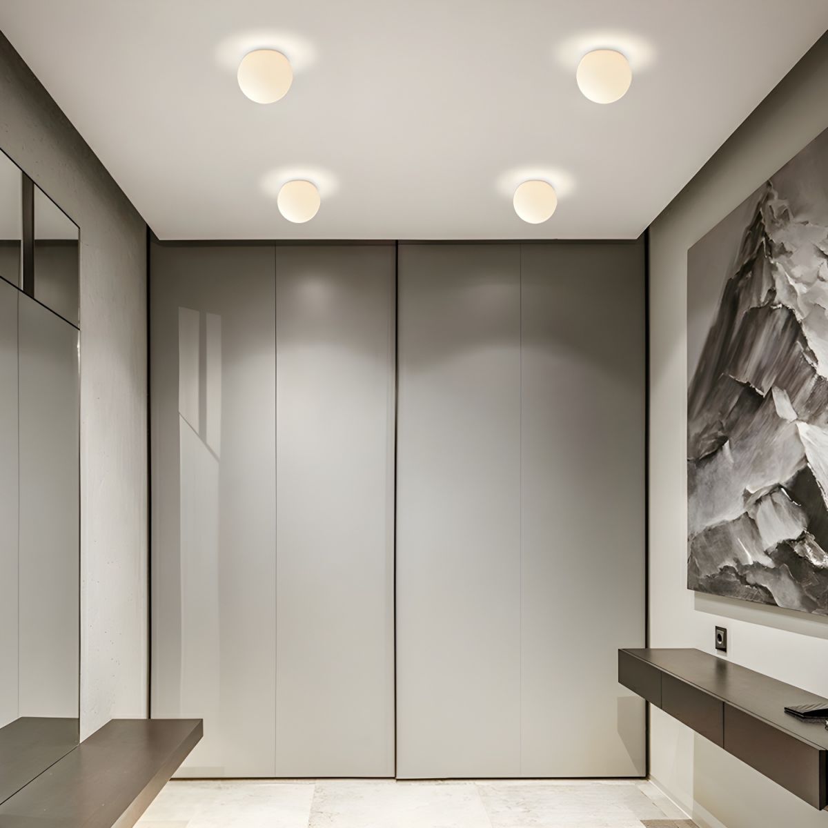 Ceiling Light with White Globe Modern Flush Mount | Lorven