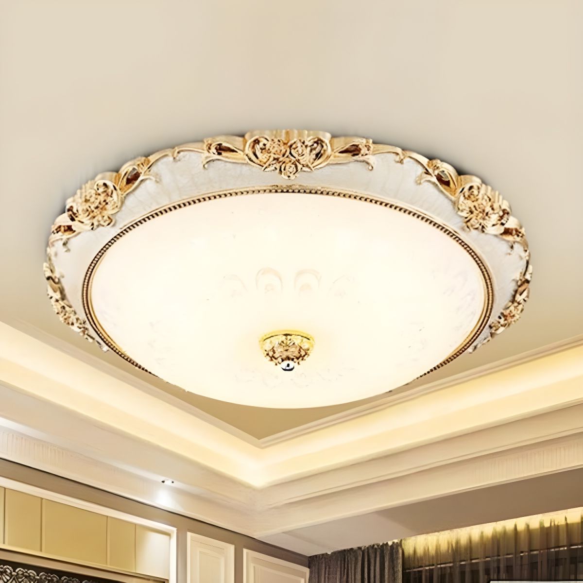 Ceiling Light with Wide Glass Modern Flush Mount | Domira