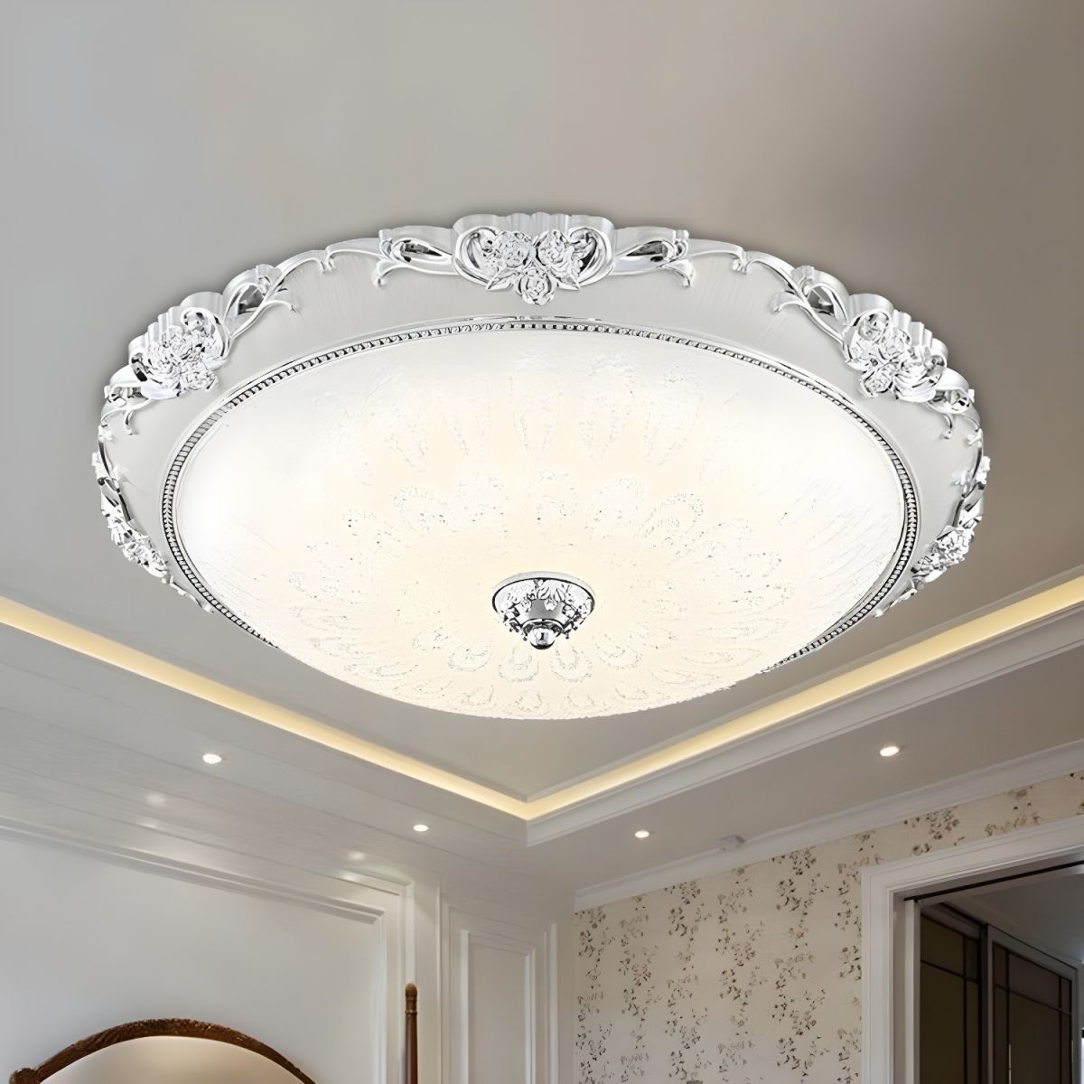 Ceiling Light with Wide Glass Modern Flush Mount | Domira