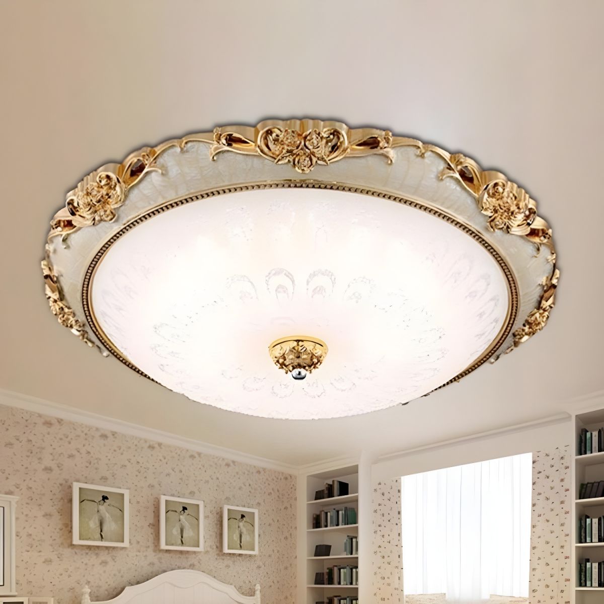 Ceiling Light with Wide Glass Modern Flush Mount | Domira