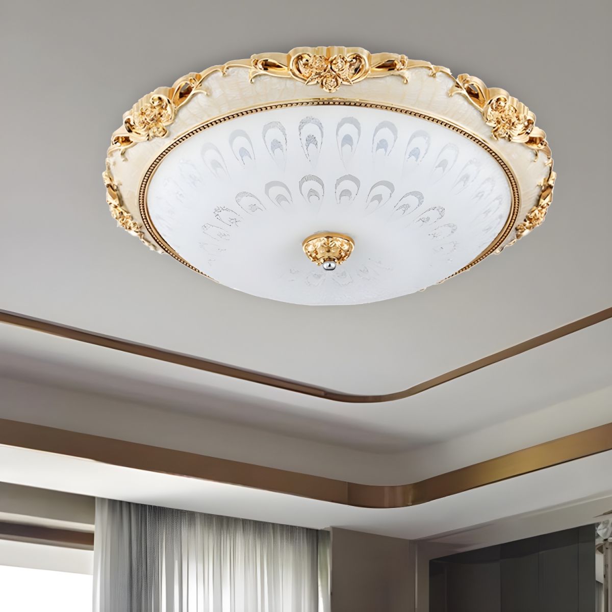 Ceiling Light with Wide Glass Modern Flush Mount | Domira