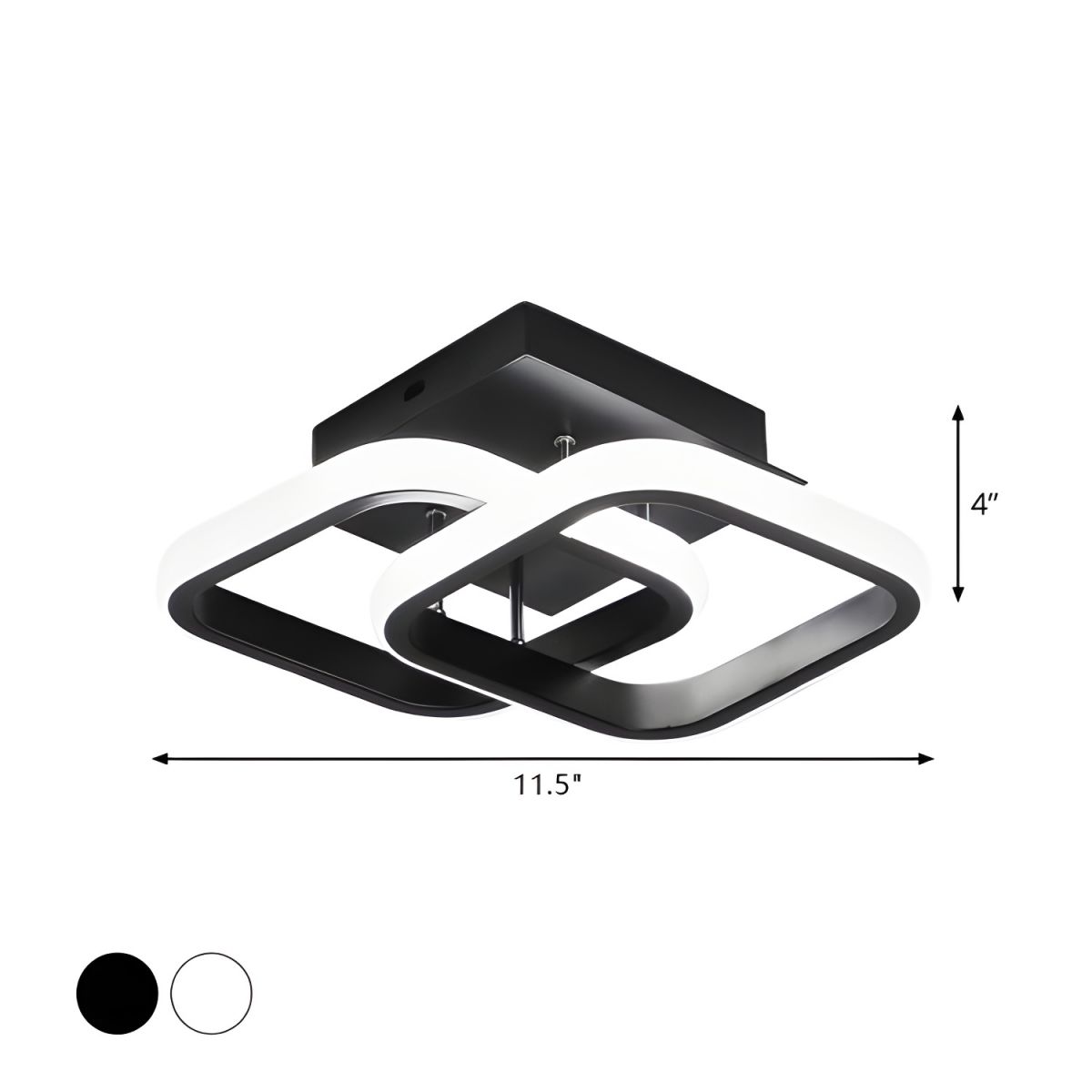 Ceiling light with LED square modern black or white metal | Zeymin