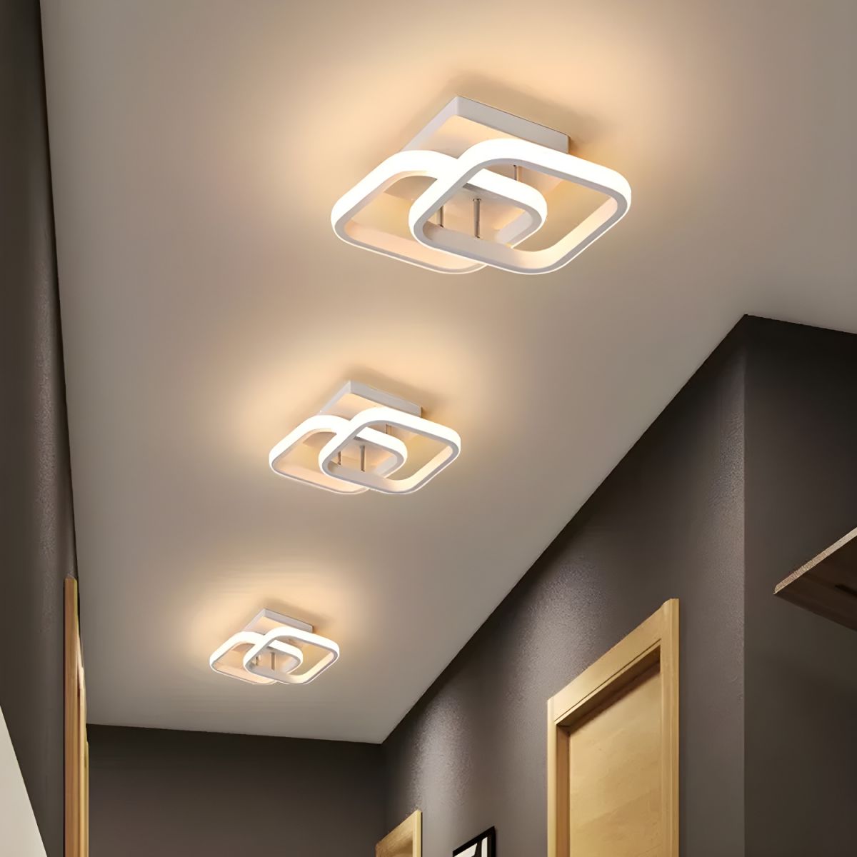 Ceiling light with LED square modern black or white metal | Zeymin