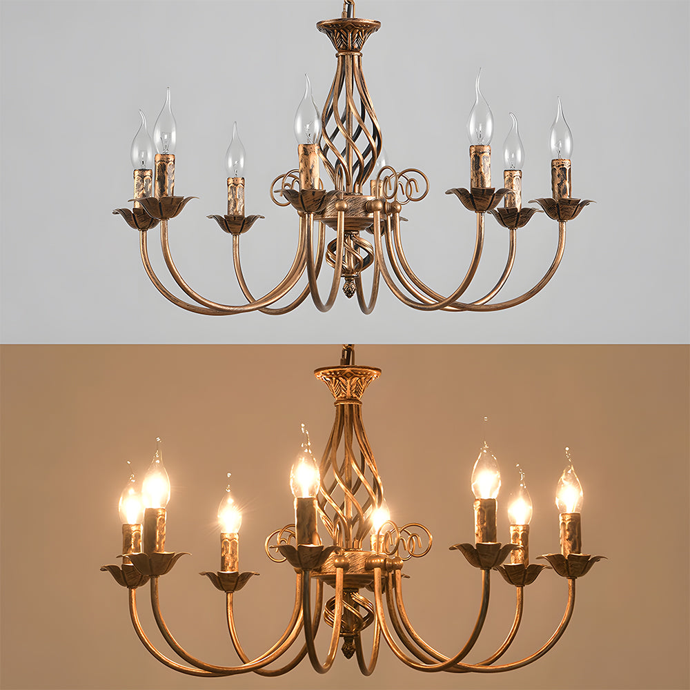 Chandelier Vintage Bronze Iron Dining Pendant | Curvani
