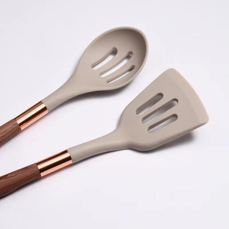 Cooking Set Silicone Utensils 10 Pieces Wood Look Modern | Silano