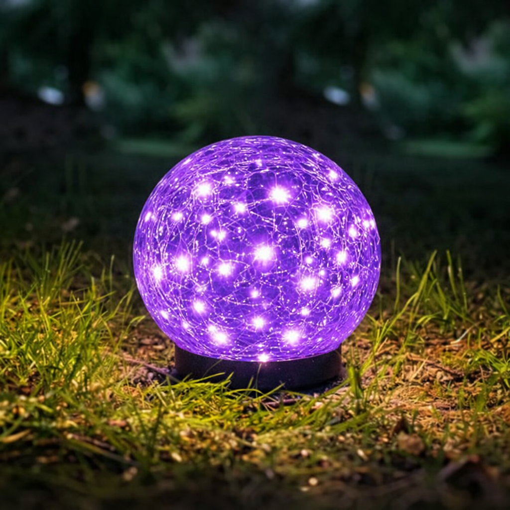 Cracked Glass Solar Garden Globe Light LED | Solora