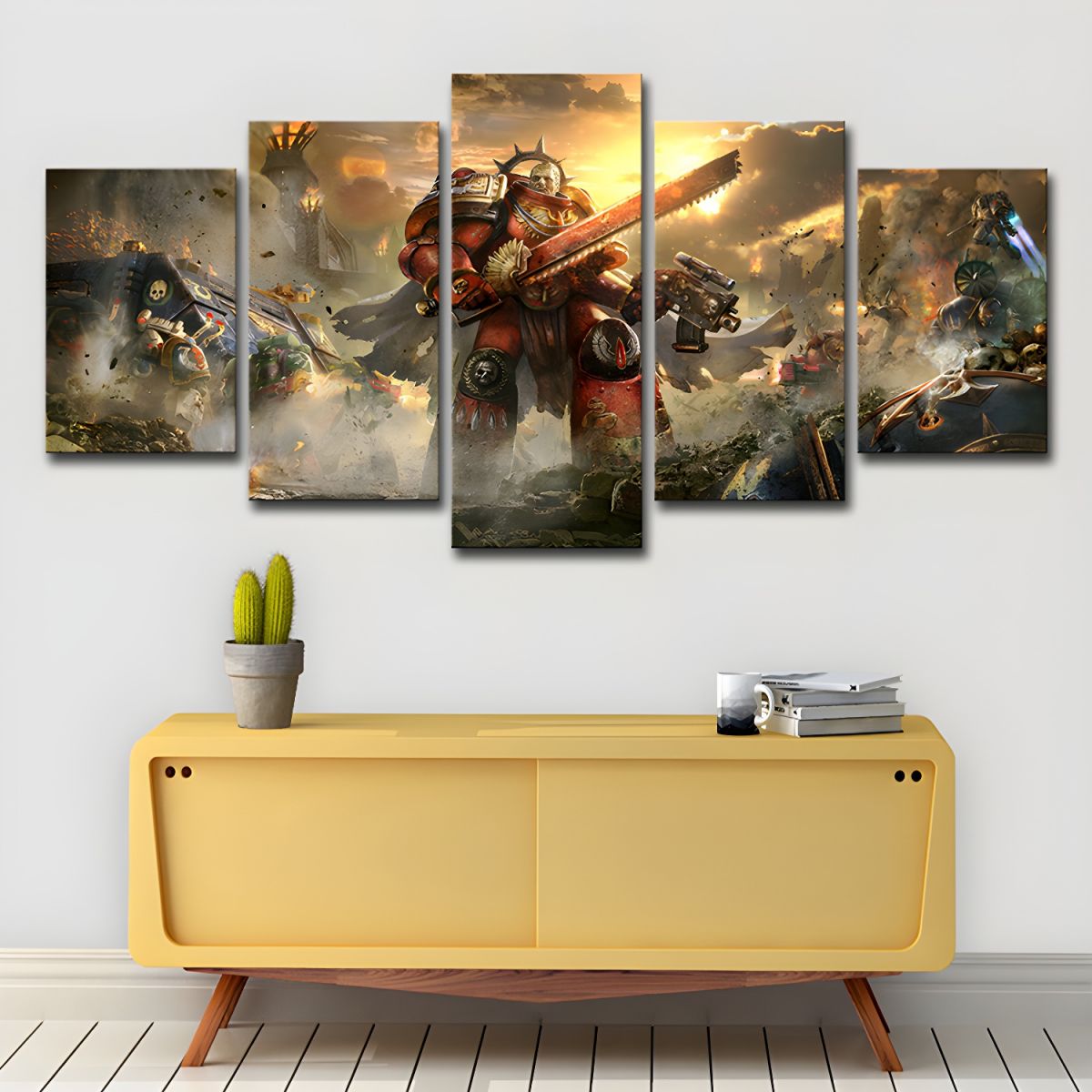 Fantasy 5 Panel Canvas Wall Art Yellow Kids Room | Xavero