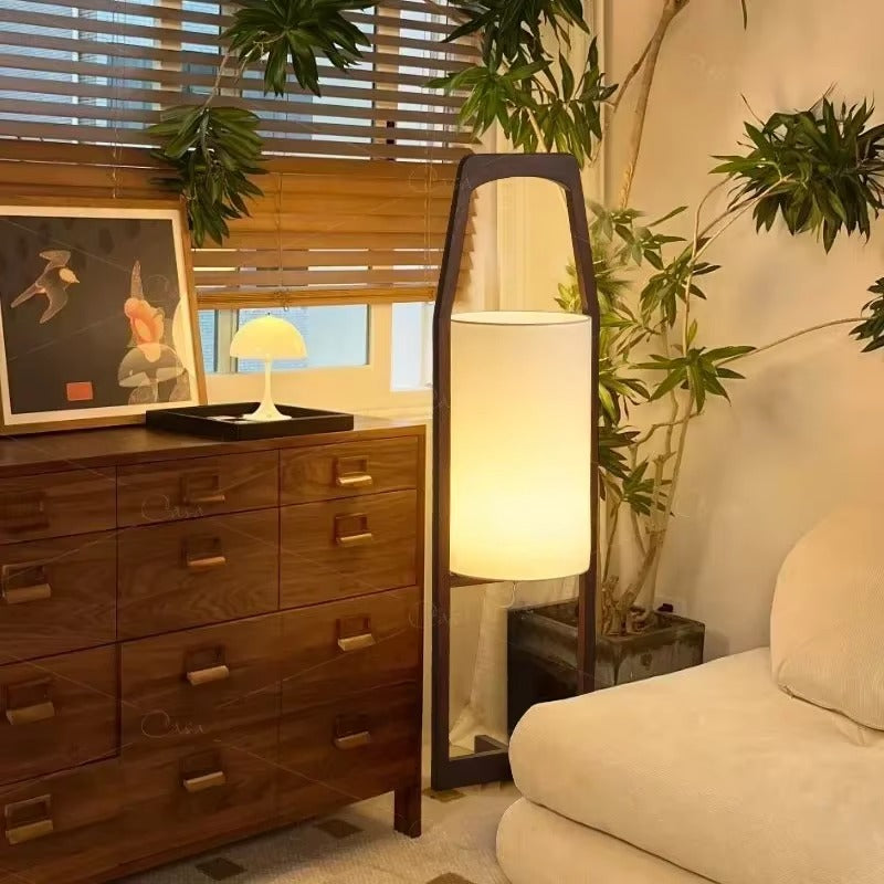 Floor Lamp Bamboo Wood with Fabric Shade Japan Style | Wabira