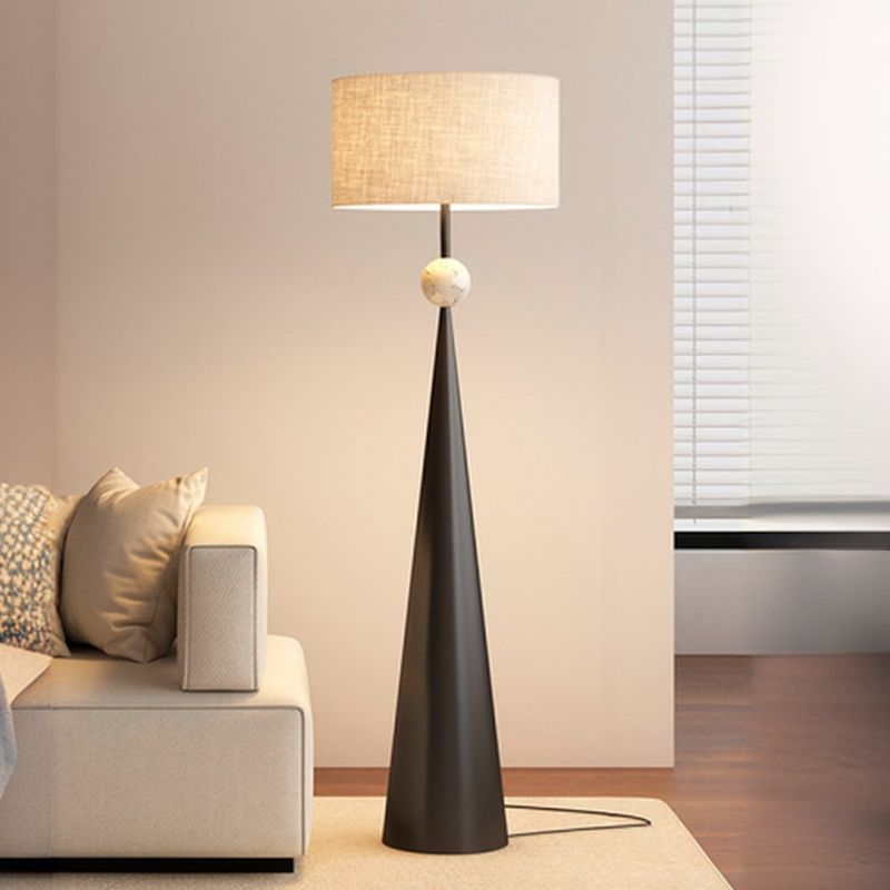 Floor Lamp Cream Fabric Shade Modern Interior Lighting | Mordane