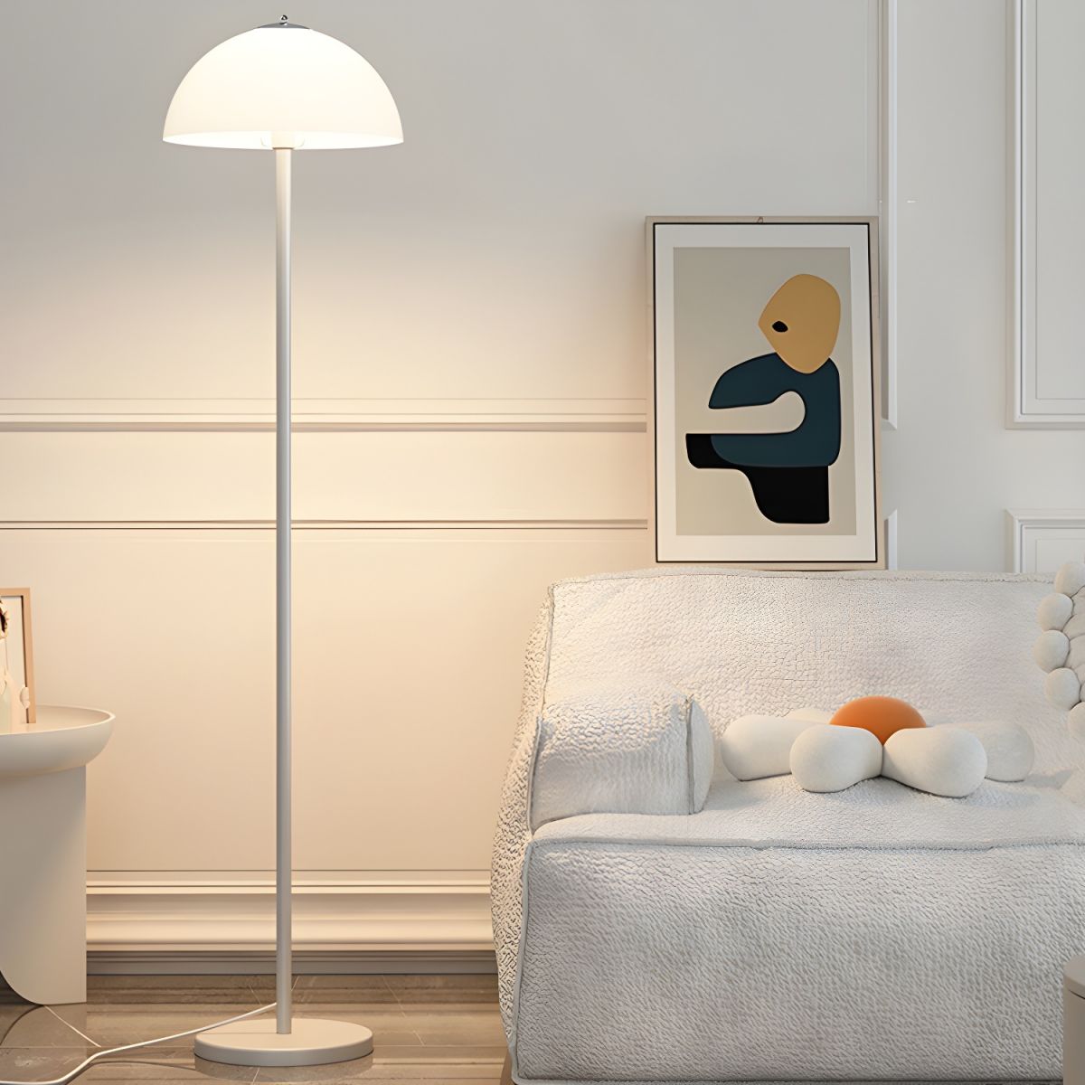 Floor Lamp Glass Shade in Modern Bedroom Style | Evrona