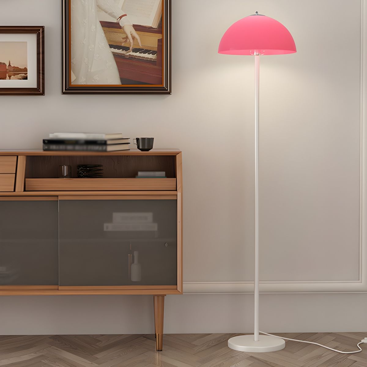 Floor Lamp Glass Shade in Modern Bedroom Style | Evrona