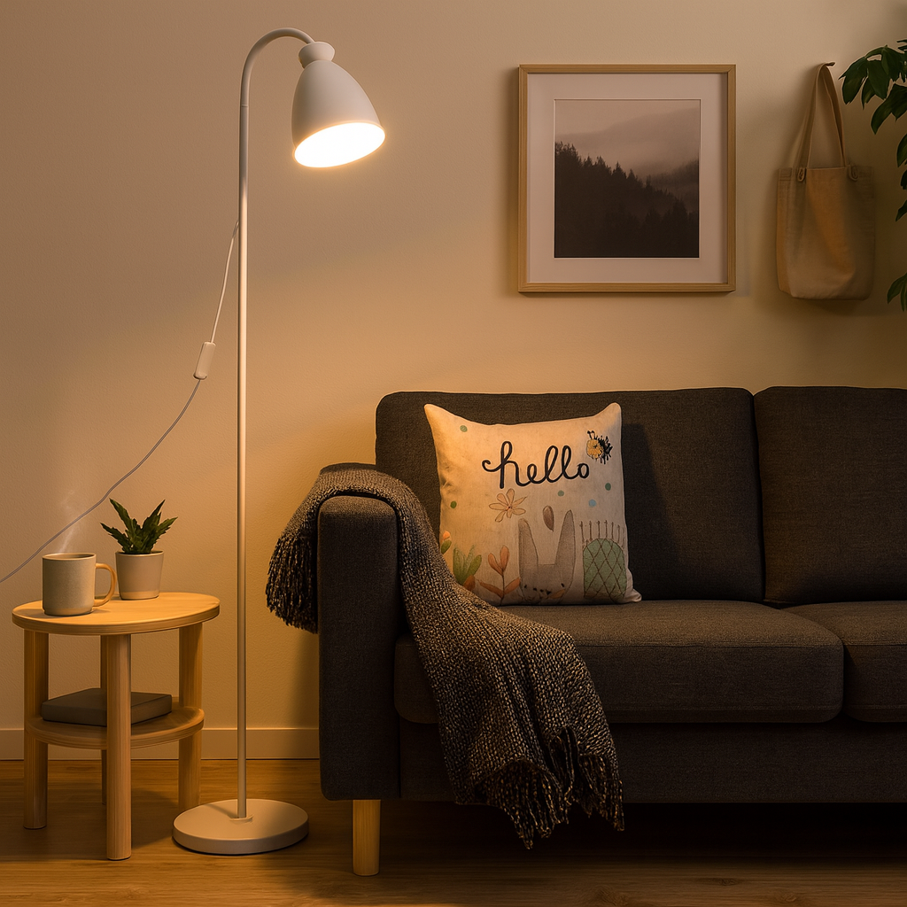 Floor Lamp Metal Bell Shade Nordic Design | Olvian