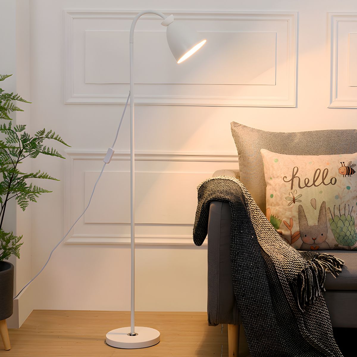 Floor Lamp Metal Bell Shade Nordic Design | Olvian