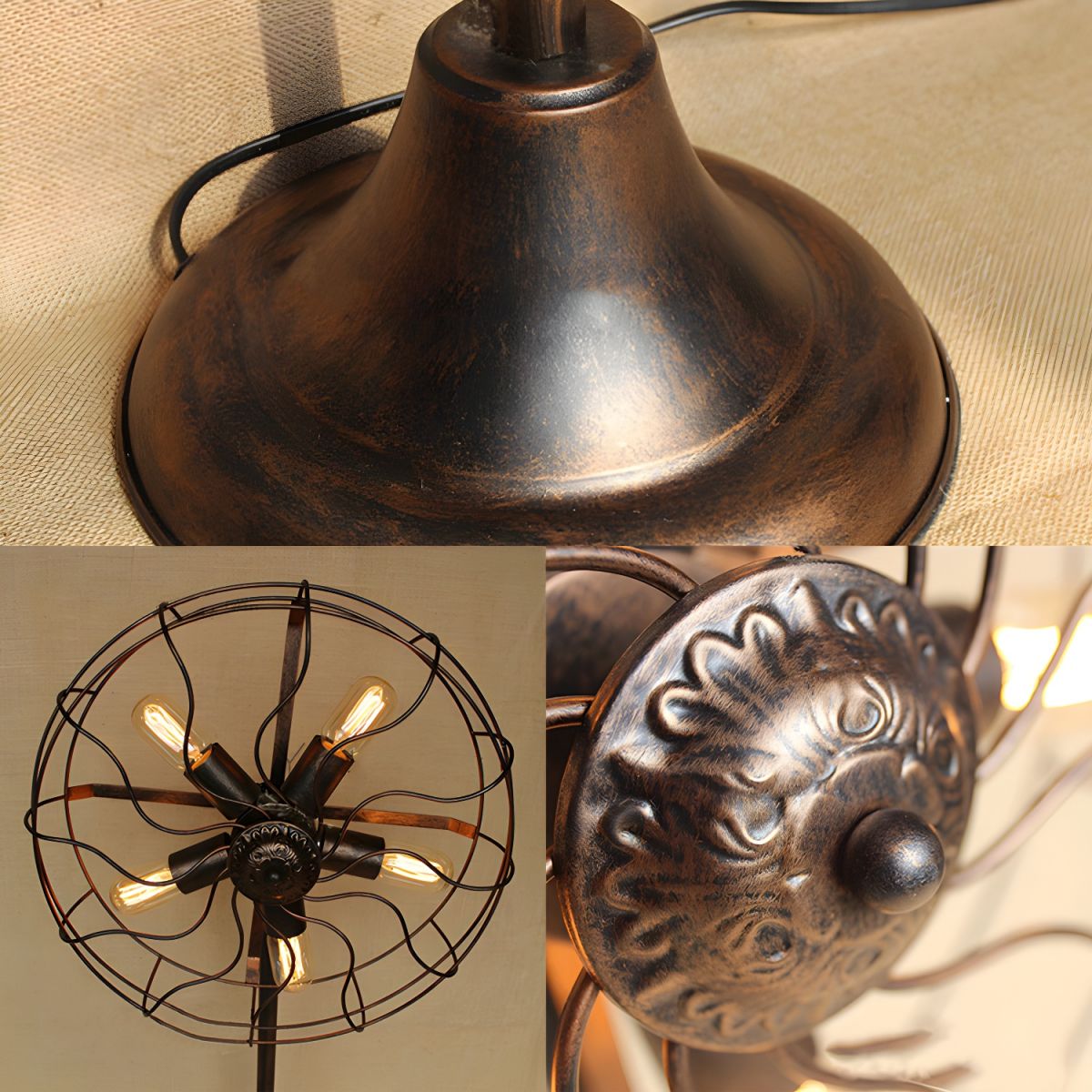 Floor Lamp Metal Fan Cage Industrial Loft Design | Ventaro