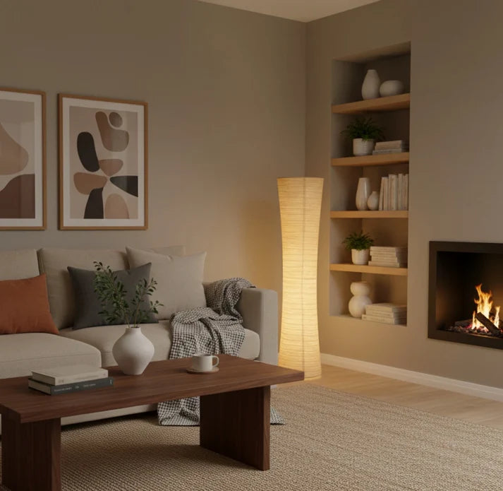 Floor Lamp Paper Lampshade LED Adjustable Light Minimalist | Rilano