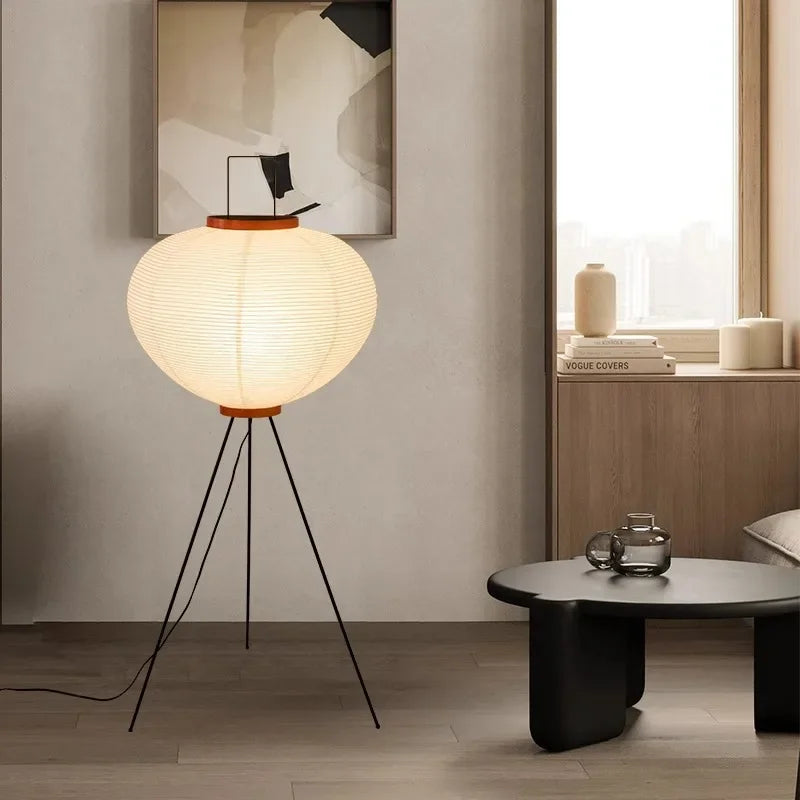 Floor Lamp Rice Paper Metal Frame Japanese Style | Takumo