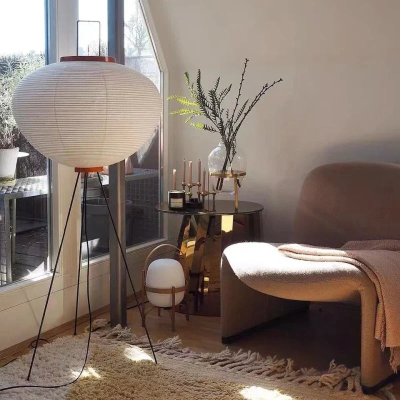 Floor Lamp Rice Paper Metal Frame Japanese Style | Takumo