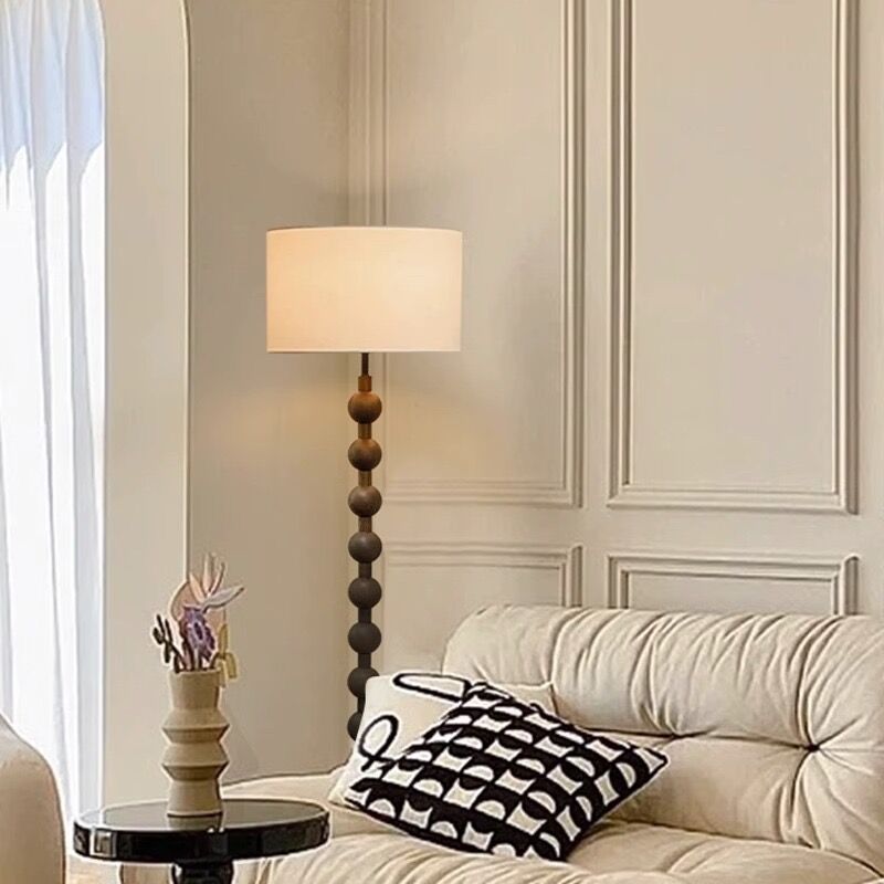 Floor Lamp Walnut Metal with Fabric Shade Modern Interior | Floramp